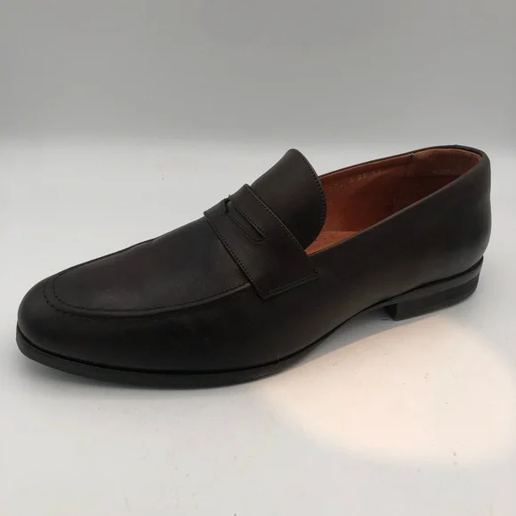 Wolf & Shepherd Men Size 10.5 Dark Brown Leather Penny Loafers Shoe